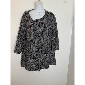 Chicos Abstract Art Print Scoop Neck Top Blouse sz 3 / 16 XL (09)